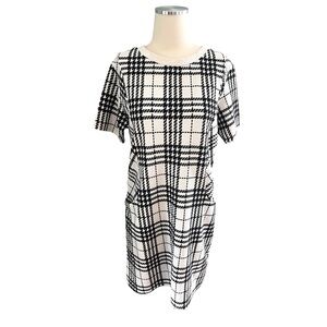 TCEC Vintage Style Buffalo Plaid Black and White Shift Dress Sz M